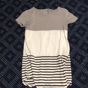 Longer length color block short sleeved top